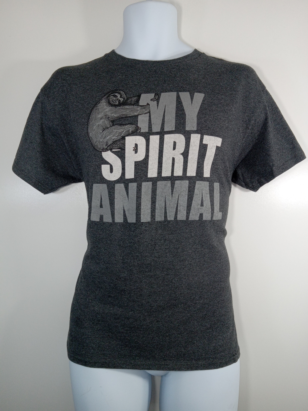Mens Sloth Tee Gray Graphic Spirit Animal Tee Shirt Medium